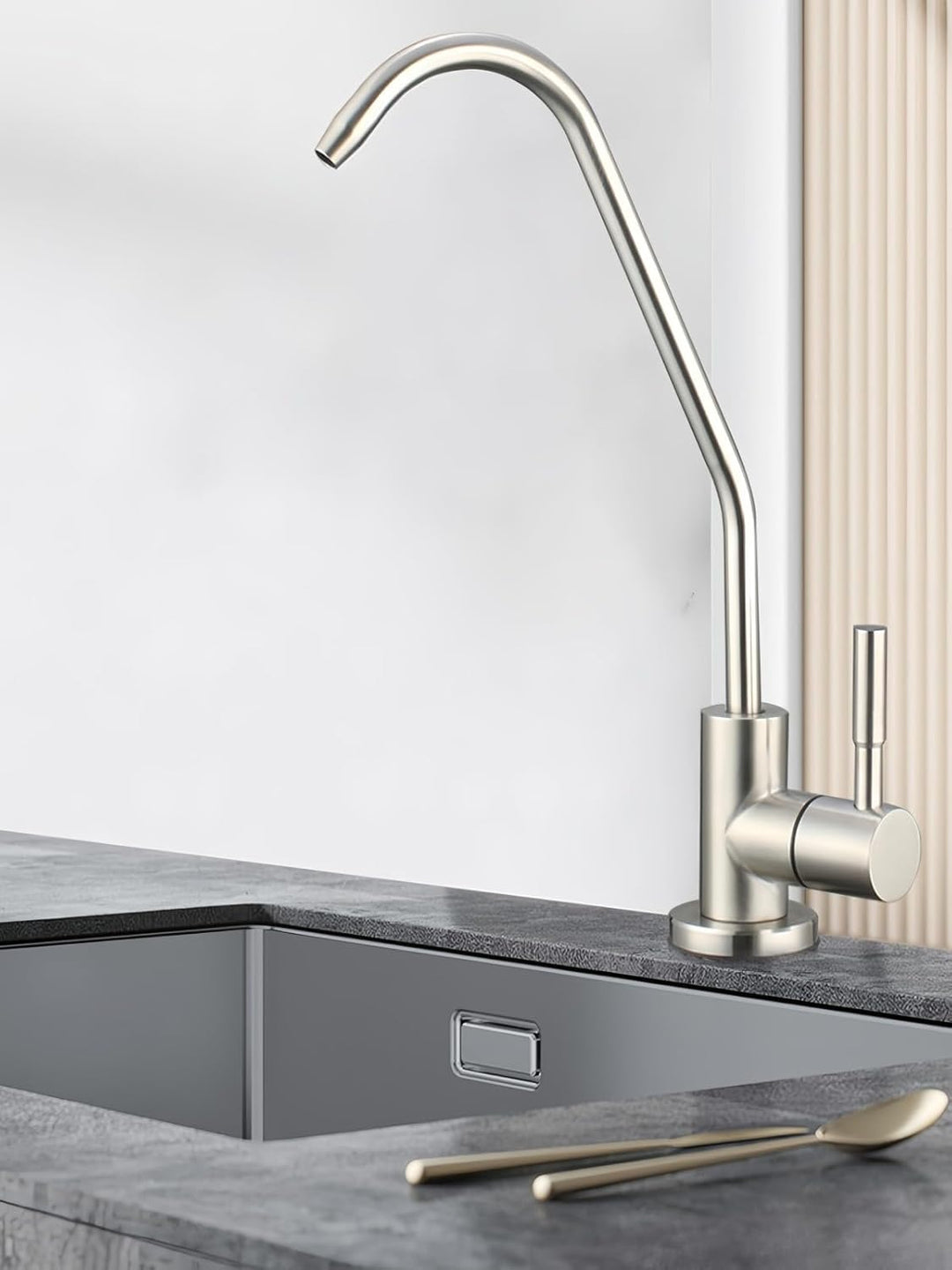 Trinkwasserhahn, bleifrei, Umkehrosmosehahn, Wasserfilterhahn für Küchenspüle, gebürstetes Nickel, S