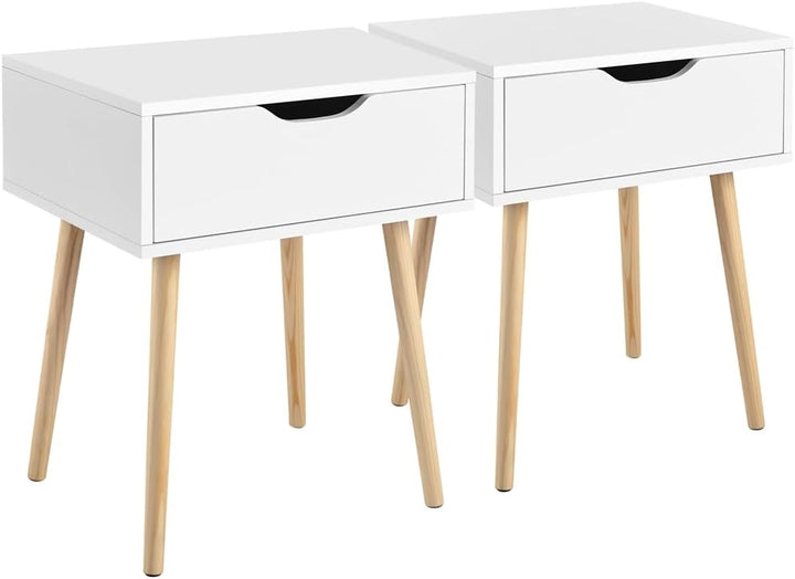 Yaheetech 2er Set Nachttische Nachtkommode mit Schublade und Holzbeinen Boxspringbett Nachtschrank M