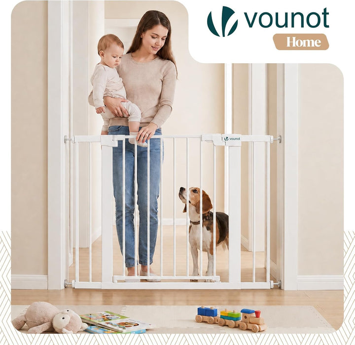 VOUNOT® Treppenschutzgitter ohne Bohren 103-110 cm, Metall Treppengitter Türschutzgitter für Kinder