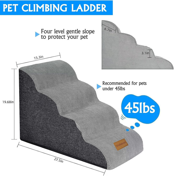 Breiter Hundetreppe 4 Stufen 50cm hoch für Kleine Hunde, Hochdichtem Schaumstoff Haustiertreppe, Was