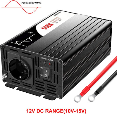 wechselrichter 12v auf 230v Reiner Sinus 600w 50HZ Spannungswandler mit Fernbedienung & Doppel-Digit