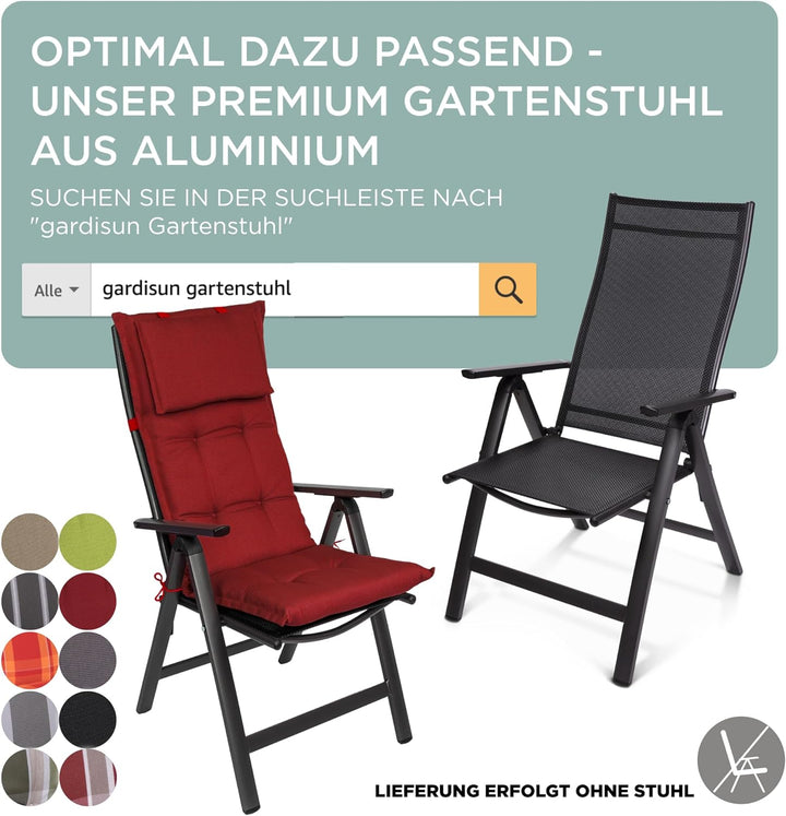 gardisun Gartenstuhlauflagen Hochlehner mit Kopfteil I Extra Dicke Sitzauflagen I Made in Europe I I