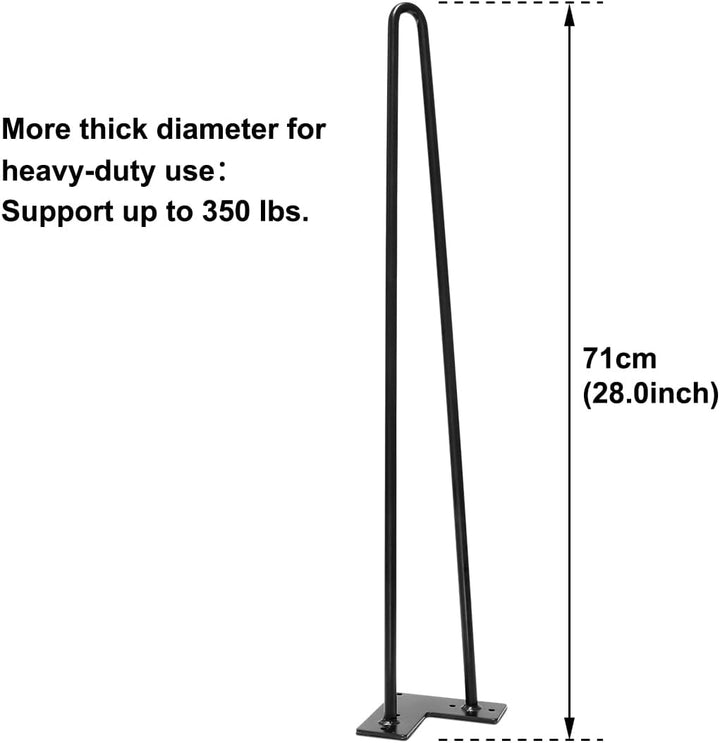 Signstek Tischbeine Möbelfüsse Metall Hairpin Legs Zwei-Stange Haarnadel Tischbeine 70cm/28’’ für Co