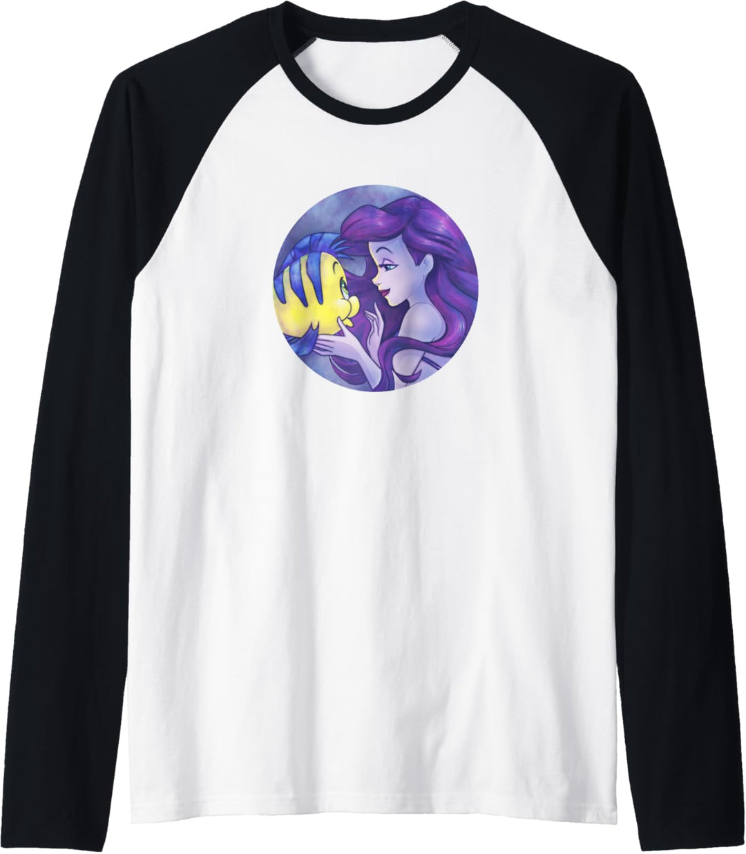 Disney The Little Mermaid Ariel & Flounder Painted Profile Raglan