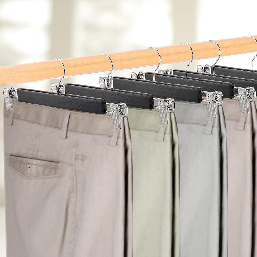 Tosnail 15 Stück 35.5cm Kleiderbügel für Hosen, Holz Rock Hosen Kleiderbügel mit Clips Jeans Kleider
