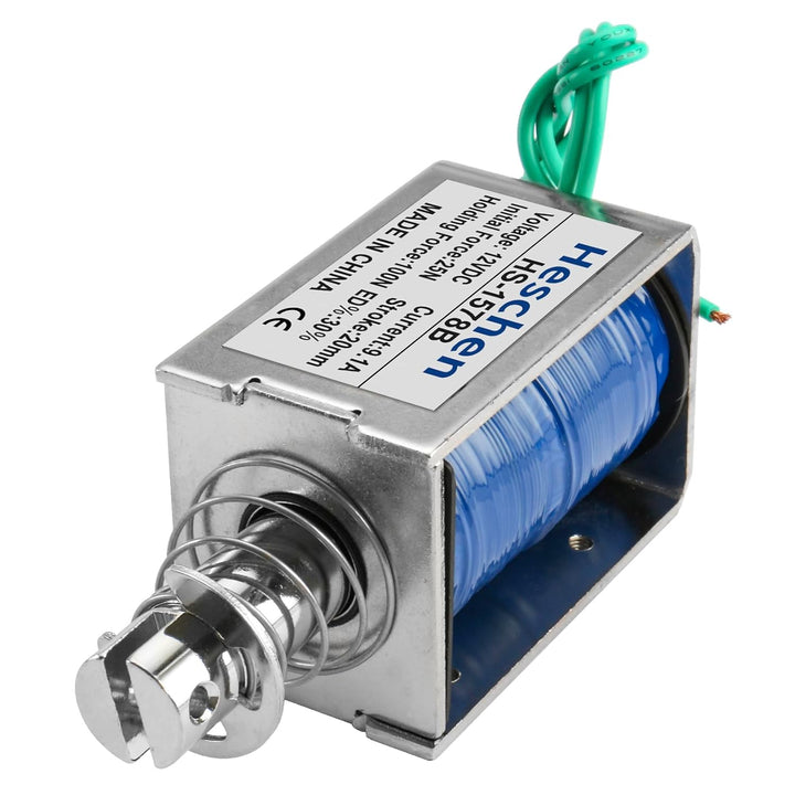 Heschen Magnet-Elektromagnet, HS-1578B, DC12 V, 4,8 A, 25 mm Hub, Kraft 50 N, Push-Pull-Typ, offener