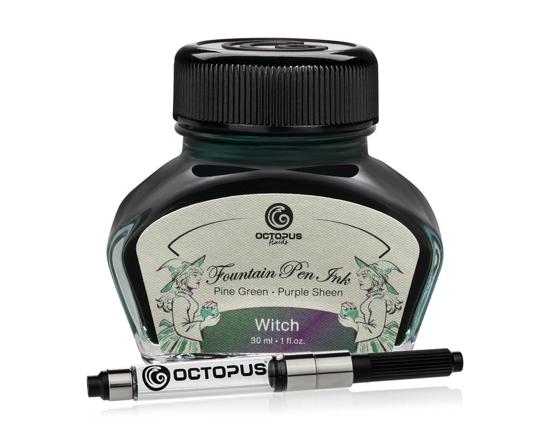 Octopus Fluids Füllhaltertinte Sheen mit Konverter, Witch, Grün, 30 ml Witch 30 ml, Witch 30 ml