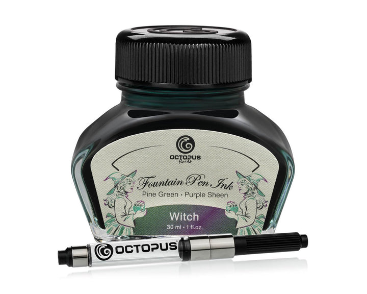 Octopus Fluids Füllhaltertinte Sheen mit Konverter, Witch, Grün, 30 ml Witch 30 ml, Witch 30 ml