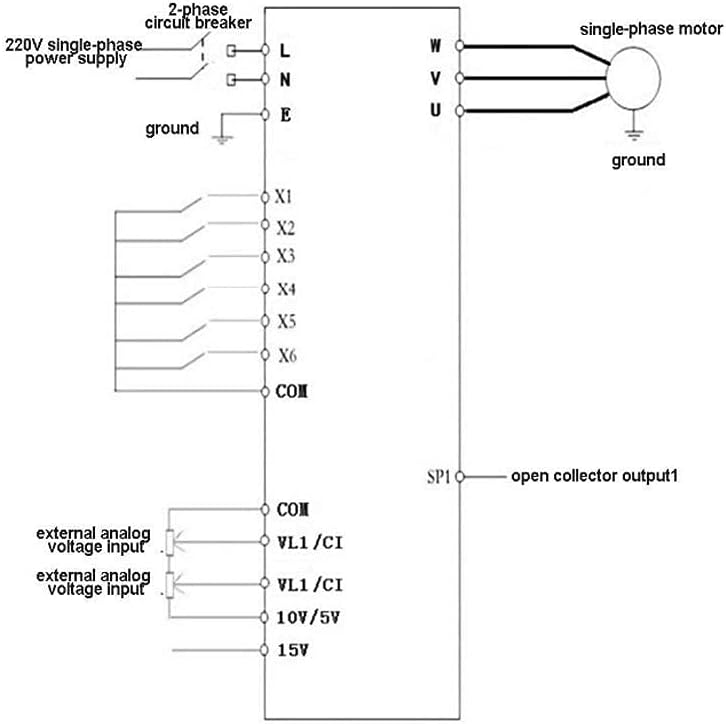 Fafeicy AT1-4000X Frequenzumrichter, 220 V Einphasen-4-kW-Frequenzumrichter, VFD-Drehzahlregler, für