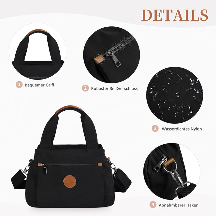 DIRRONA Handtasche Damen – Nylon Umhängetasche mit Verstellbaren Schultergurten, Grosse Tasche mit M
