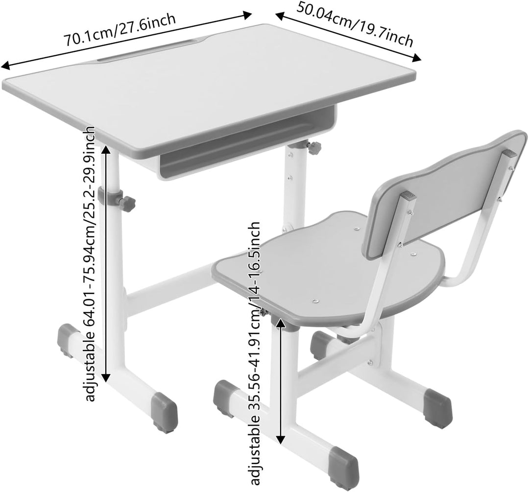 Kinderschreibtisch Stuhl Höhenverstellbar, Verstellbarer Schreibtisch und Stuhl, Schreibtisch-Set fü