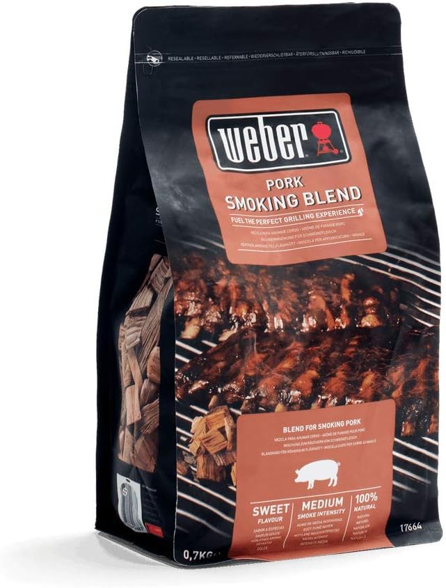 Weber 6469 Original Rib and Roast Holder &amp; 17664 Räucherchips für Schweinefleisch, 700g, Räuchern, A