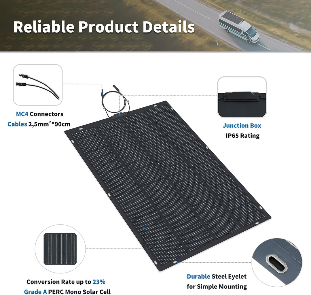 420W (2er-Pack 210 Watt) Flexibles Solarmodul Monokristallines Solarmodul Photovoltaikmodul Solarmod