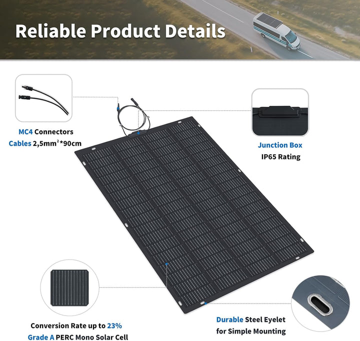 420W (2er-Pack 210 Watt) Flexibles Solarmodul Monokristallines Solarmodul Photovoltaikmodul Solarmod
