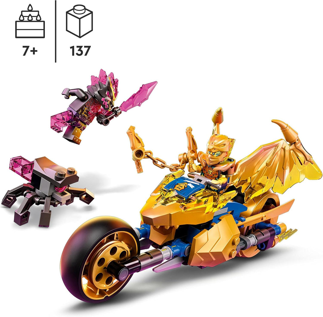LEGO 71768 NINJAGO Jays Golddrachen-Motorrad, Set mit Jay-Minifigur und Drachen- und Schlangen-Figur