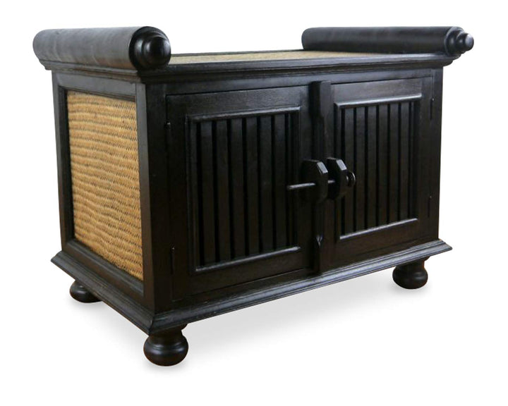 livasia Rattansideboard TV-Bank HiFi-Sideboard asiatische Phono Möbel Sitzbank (klein), klein