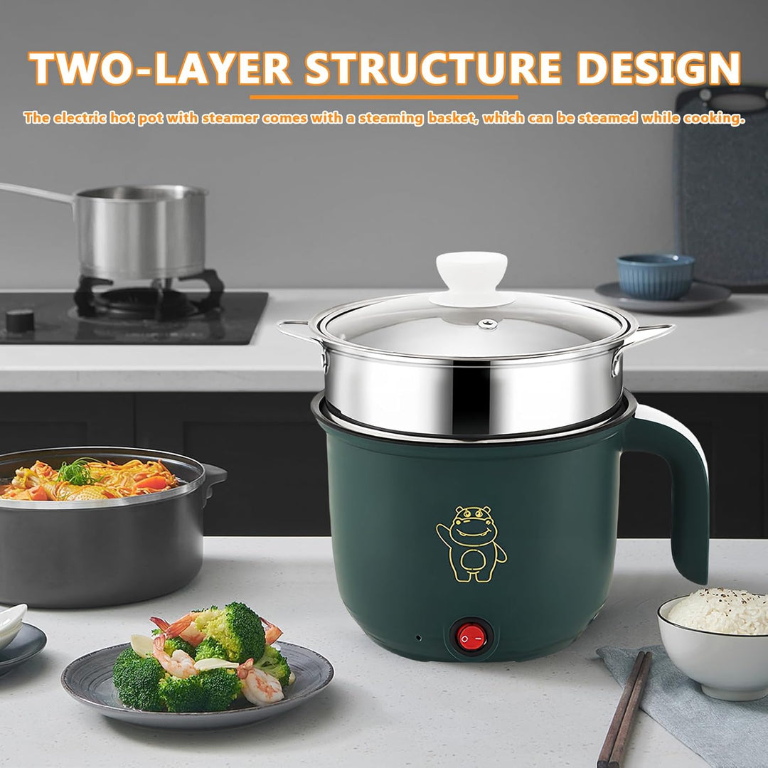 Elektrischer Hot Pot Mit Dampfgarer, Elektrische Hot Pot 1.5l, Tragbare Mini Antihaft Multikocher, S