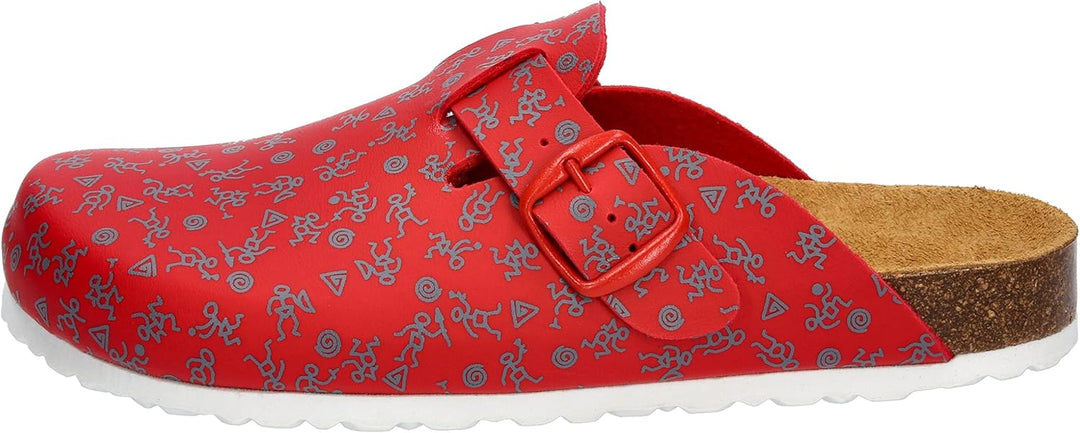 Lico Unisex Bioline Clog PrintPantoletten 36 EU Rot Grau, 36 EU Rot Grau