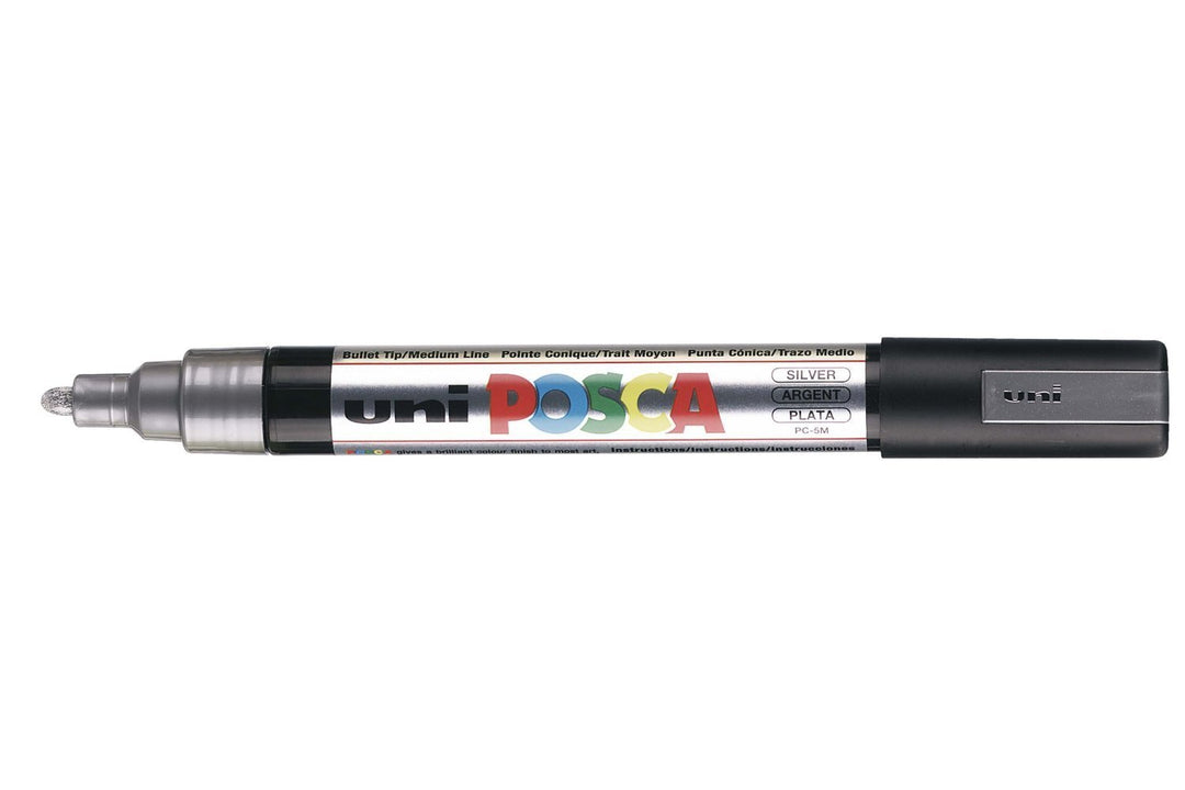 uni-ball Posca PC-5M Marker, mittlere Rundspitze, silberfarben, 12 Stück, silber