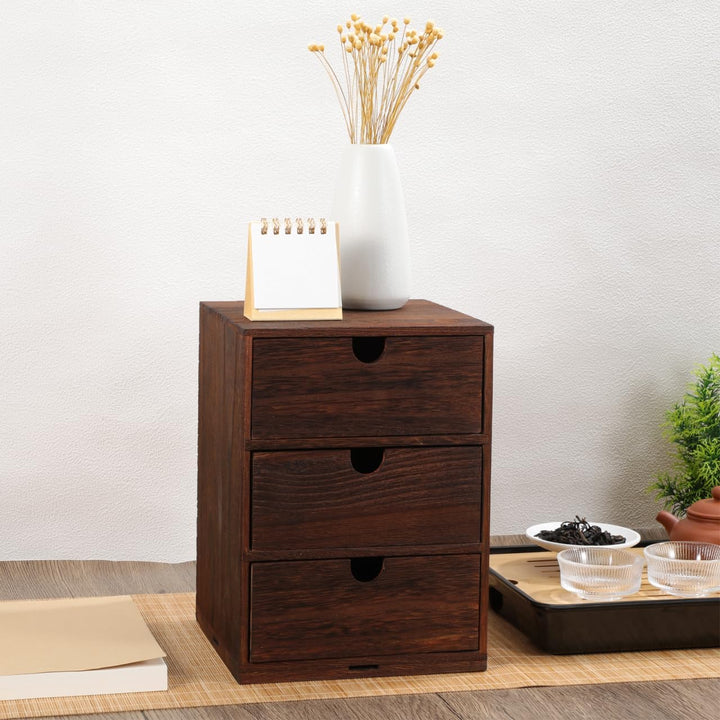 STOBAZA Holzschubladenbox Braun Mehrschichtige Holz-aufbewahrungsbox Mit Sortierbox Für Diverse Arti
