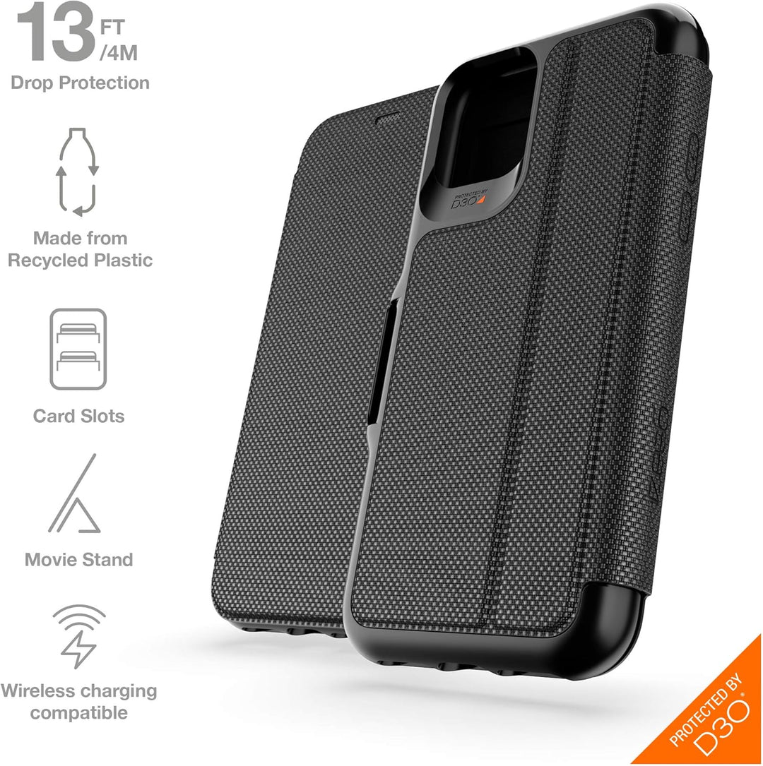 Gear4 Oxford Eco Folio Kompatibel mit iPhone 11 Pro Hülle, recyceltes Kunststoff Schutzhülle, erweit