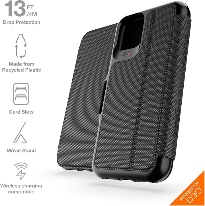 Gear4 Oxford Eco Folio Kompatibel mit iPhone 11 Pro Hülle, recyceltes Kunststoff Schutzhülle, erweit