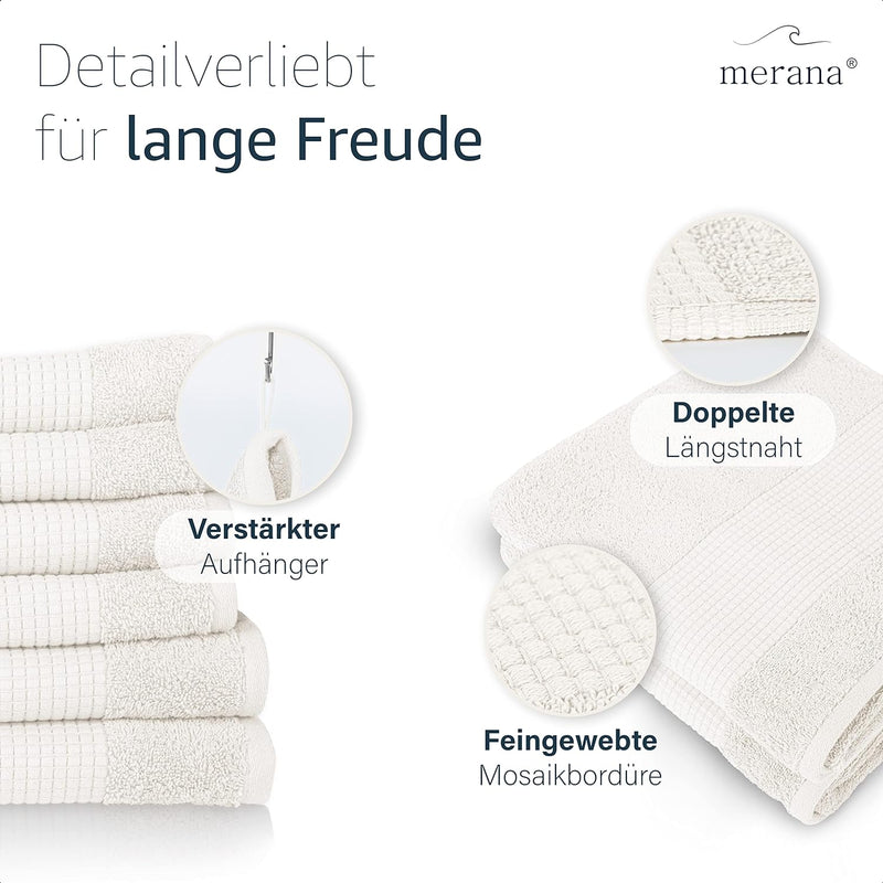 Merana Rome Handtuch Set | saugstark, weich und fusselfrei | Frottier Luxus Qualität | 100% Baumwoll