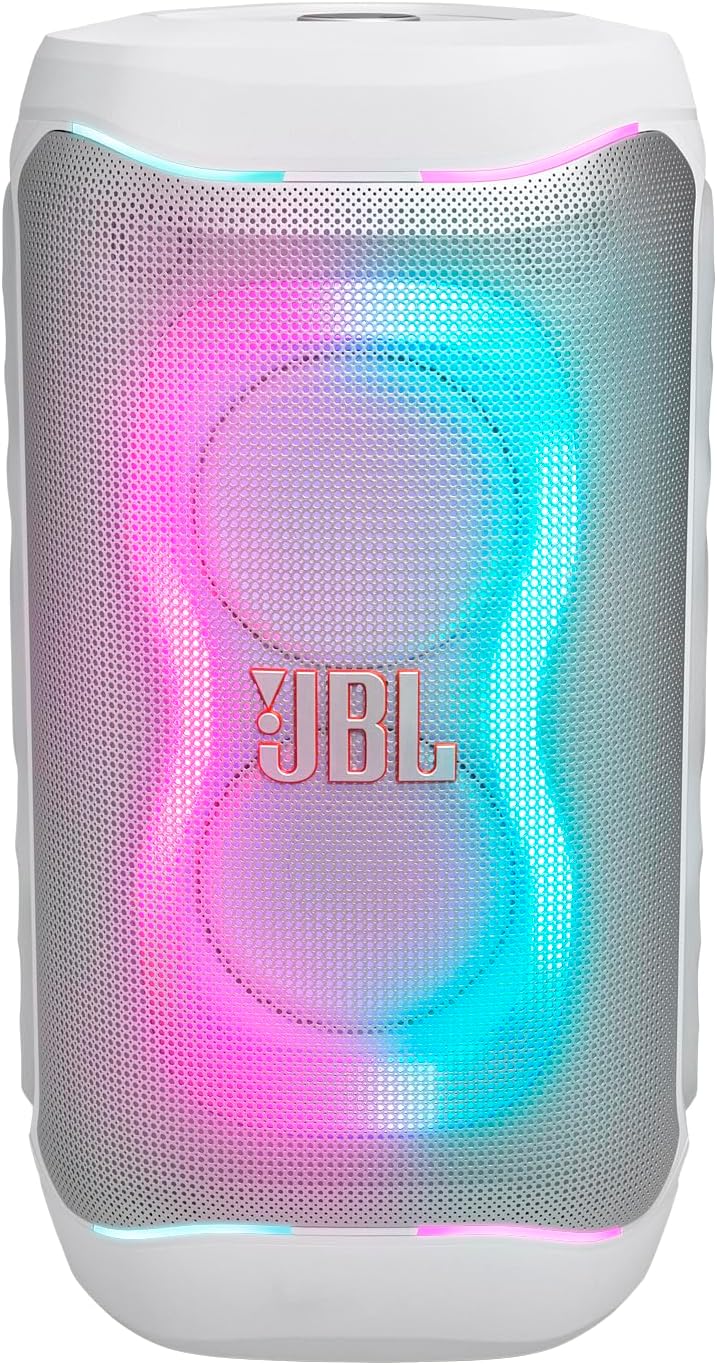 JBL PartyBox 130 tragbarer Partylautsprecher mit Klappgriff, Weiss | Bluetooth 5.3, Dynamischer Lich