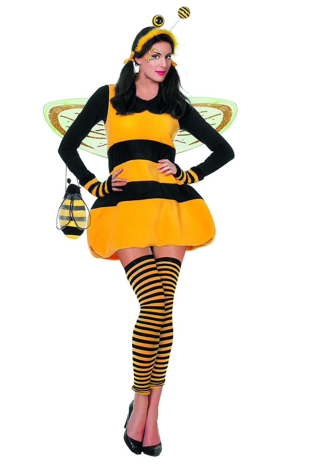 Wilbers Biene Kost?m Damenkost?me Damen Karneval Fasching Body Schwarz Gelb