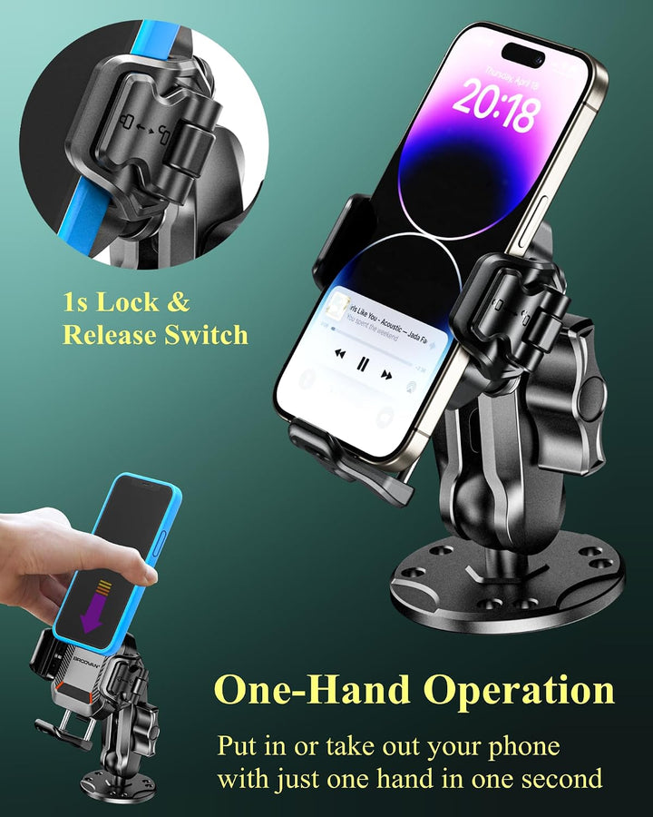 BRCOVAN Handyhalterung mit Vibrationsdämpfer [1s Lock] mit runder Aluminiumbasis und mittellangem Ar