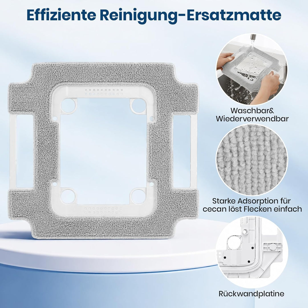 2 Stück Reinigungstuch für ECOVACS WINBOT W3 Fensterputzroboter Zubehör, Waschbare Mikrofaser Wischt