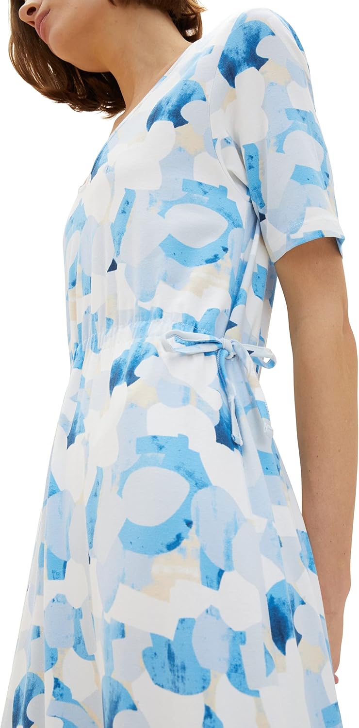 TOM TAILOR Damen Maxikleid mit Muster 34 32135 - Blue Shapes Design, 34 32135 - Blue Shapes Design