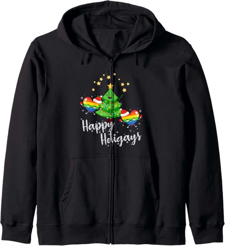 Happy Holigays LGBT Cute Christmas Tree Kapuzenjacke