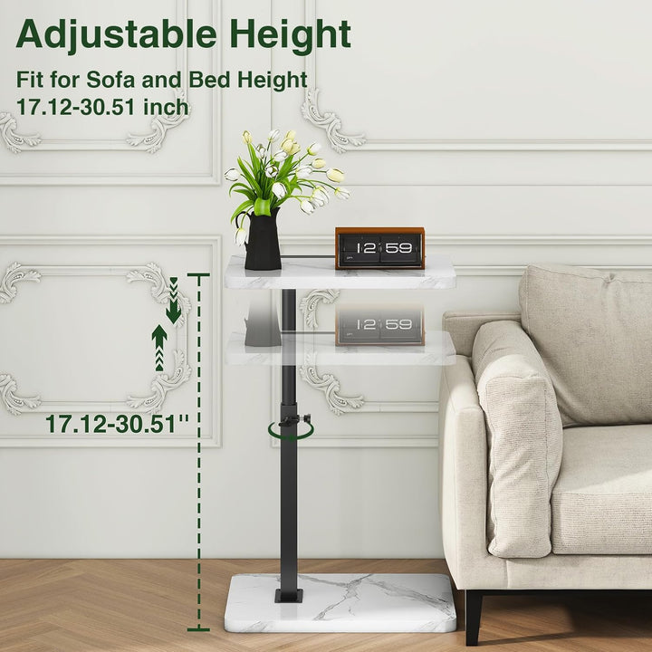 IBUYKE Beistelltisch C Form,360° Rotierbarer und Höhenverstellbar Sofatisch,Couchtisch für schmale R
