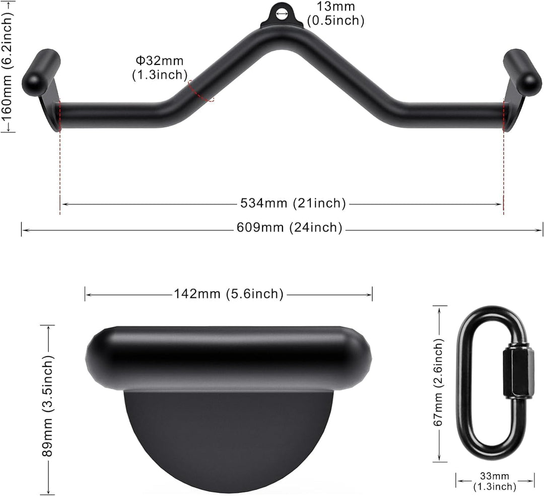 SELEWARE 61.0 cm Multi-Grip Latzugstange - Langlebiger legierter Stahl, ergonomischer Griff, vielsei
