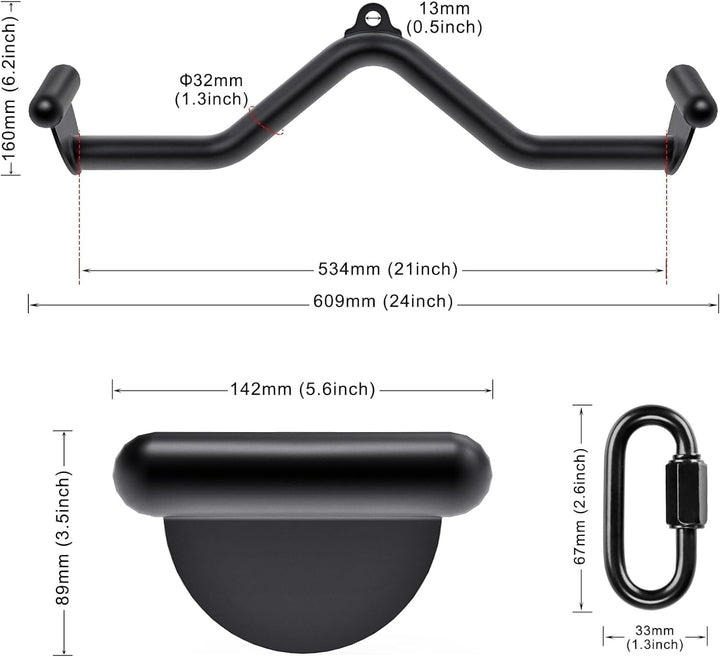 SELEWARE 61.0 cm Multi-Grip Latzugstange - Langlebiger legierter Stahl, ergonomischer Griff, vielsei