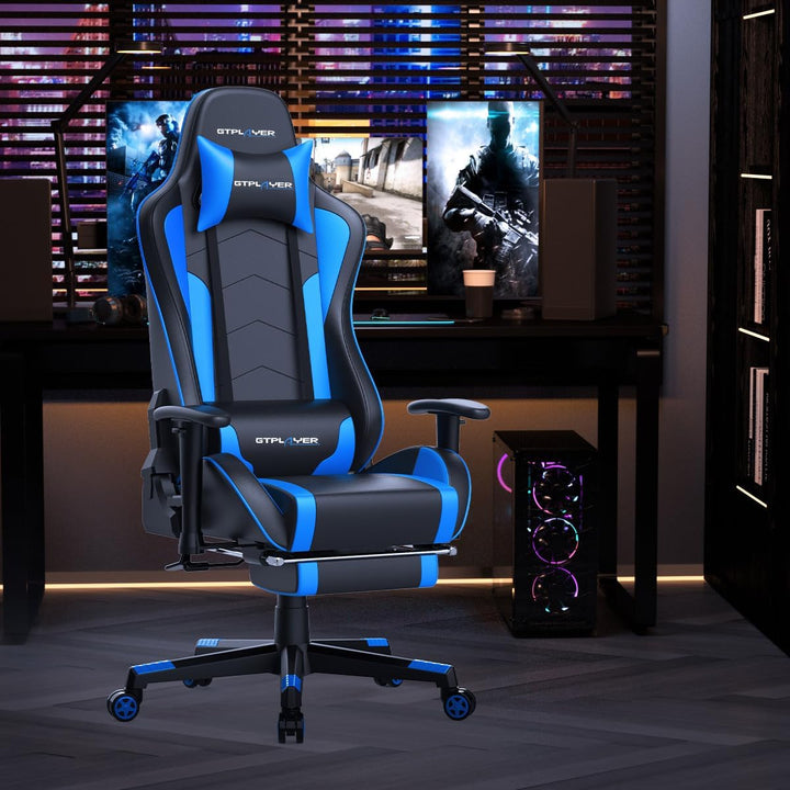 GTPLAYER Gaming Stuhl mit Fussstützen Lautsprecher Bluetooth, Gamer Stuhl Ergonomischer Computerstuh