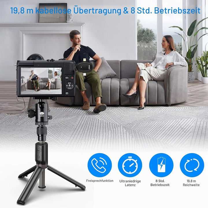 OSA 3 in 1 lavalier mikrofon für Kamera,IOS,Android,und Laptop, 2.4G Ultra Low Delay 8H Lange Arbeit