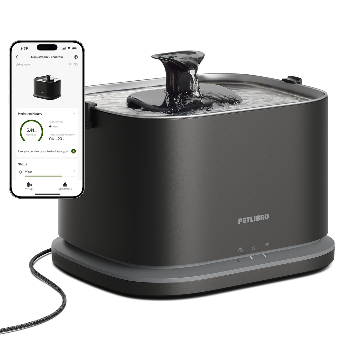 PETLIBRO Verbesserter Katzenbrunnen, Dockstream 2 Smart App-Überwachungs Trinkbrunnen für Katze, 3L