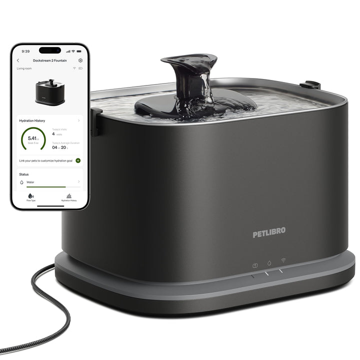 PETLIBRO Verbesserter Katzenbrunnen, Dockstream 2 Smart App-Überwachungs Trinkbrunnen für Katze, 3L