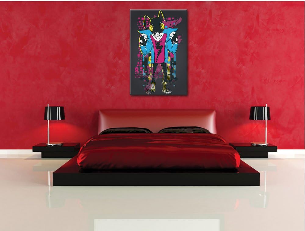 Pixxprint Flash Bug Black Bild auf Leinwand, XXL riesige Bilder fertig gerahmt mit Keilrahmen, Kunst
