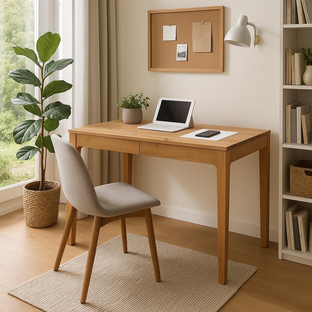 M2 Kollektion Kona – Hochwertiger Schreibtisch/Sekretär, 110x55x76 cm | Massivholz Wildeiche, geölt