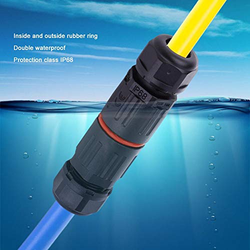 10 Stück Wasserdichte Kabelverbinder, 0.5mm²~2.0mm² IP68 3 polig Stecker Wasserdicht Anschluss Ausse