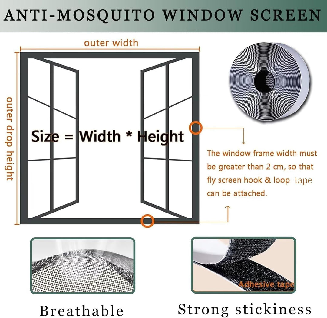 Fliegengitter Selbstklebend Ohne Bohren 50x70cm Schwarz Kippfenster Dachfenster mit Rahmen Ohne Bohr
