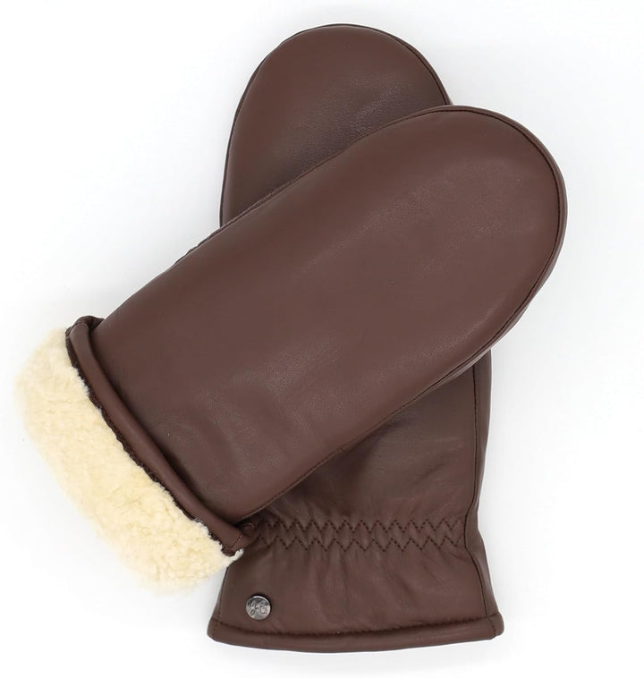 Fäustlinge aus reinem Merino Lammfell und robustem Lammnappa Leder, Touchscreen-fähig, Damen, Lammfe