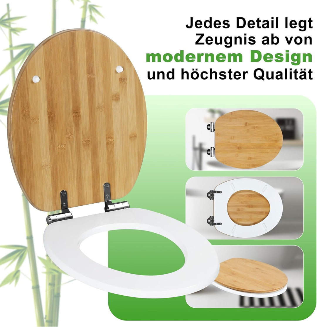Angel Shield WC-Sitz mit Absenkautomatik, Verstellbare Metallscharniere, zu Reinigen, O-Förmig, 45x3
