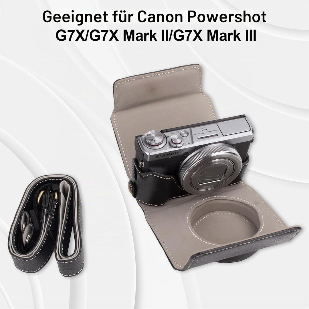 Rieibi G7 X G7X II G7X III Hülle, Vintage Leder Kameratasche für Canon PowerShot G7X G7X Mark II G7X