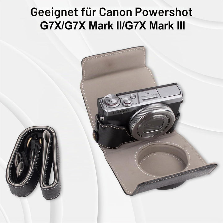 Rieibi G7 X G7X II G7X III Hülle, Vintage Leder Kameratasche für Canon PowerShot G7X G7X Mark II G7X