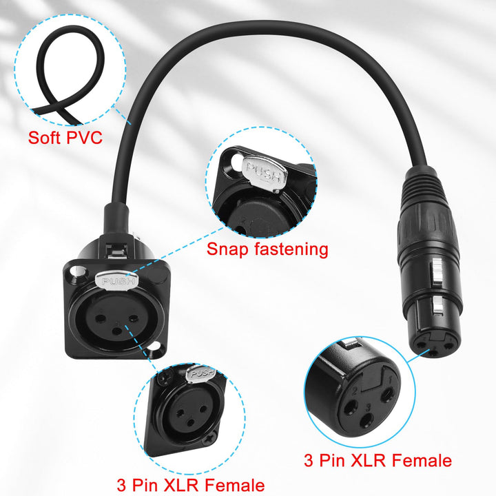 QIANRENON xlr Festmontage-Kurz-Kabel-Adapter für Lautsprecher und Mixer, 35cm