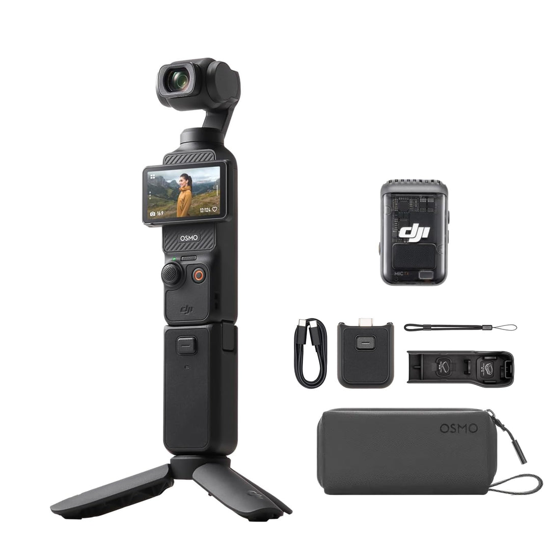 DJI Osmo Pocket 3 Kreativ Combo Bundle, vlog Kamera 4K mit 1-Zoll-CMOS und 4K/120 fps Video, 3-Achse